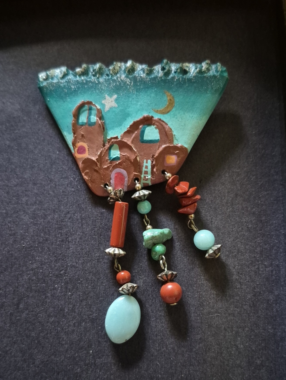 Handcrafted Turquoise & Coral Boho Pendant Necklace